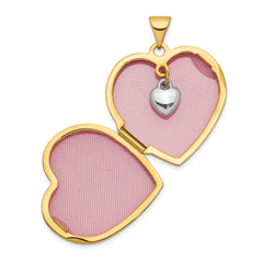 14K Two-tone Dia Always in my Heart With  Heart Charm Inside 21mm Heart Locket