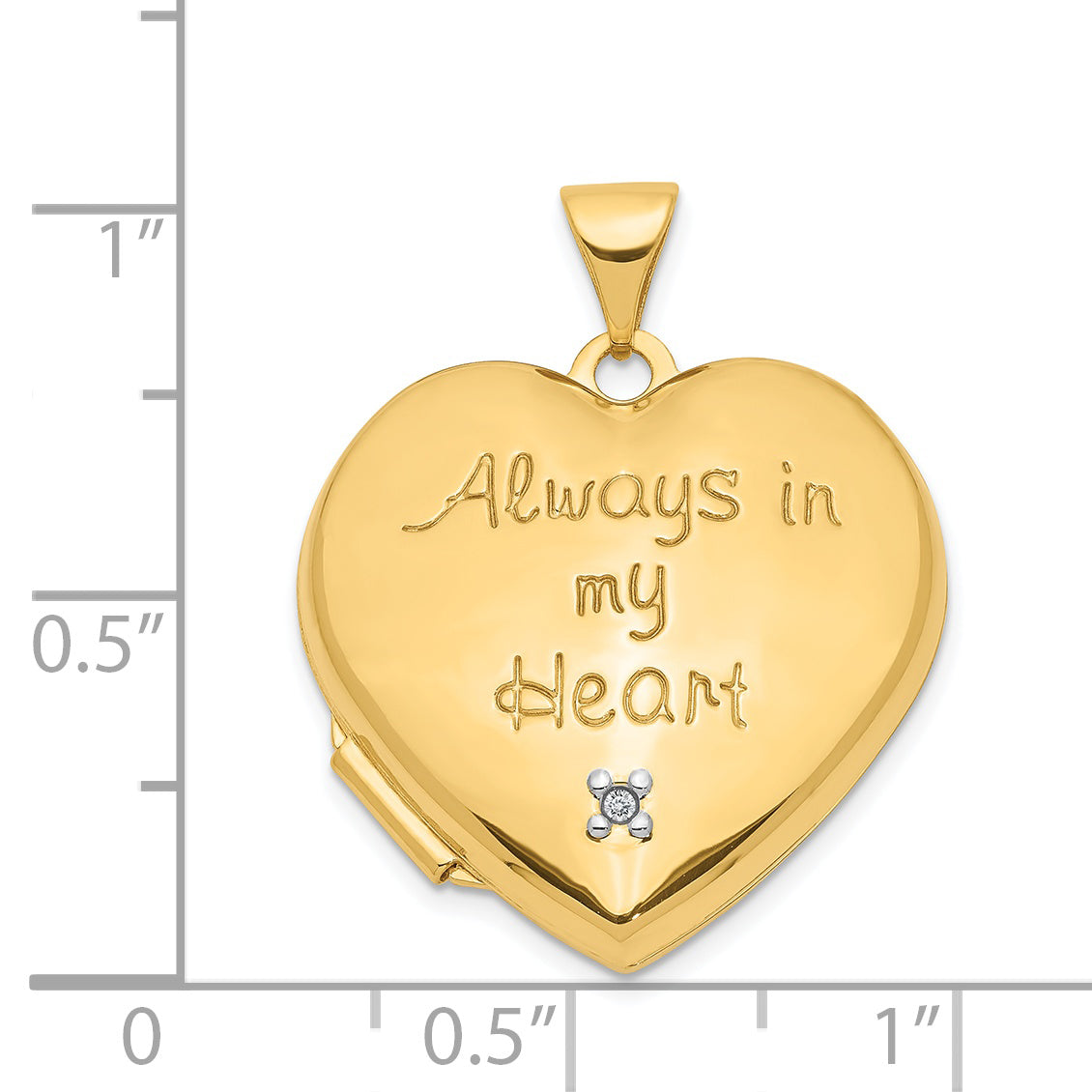 14K Two-tone Dia Always in my Heart With  Heart Charm Inside 21mm Heart Locket