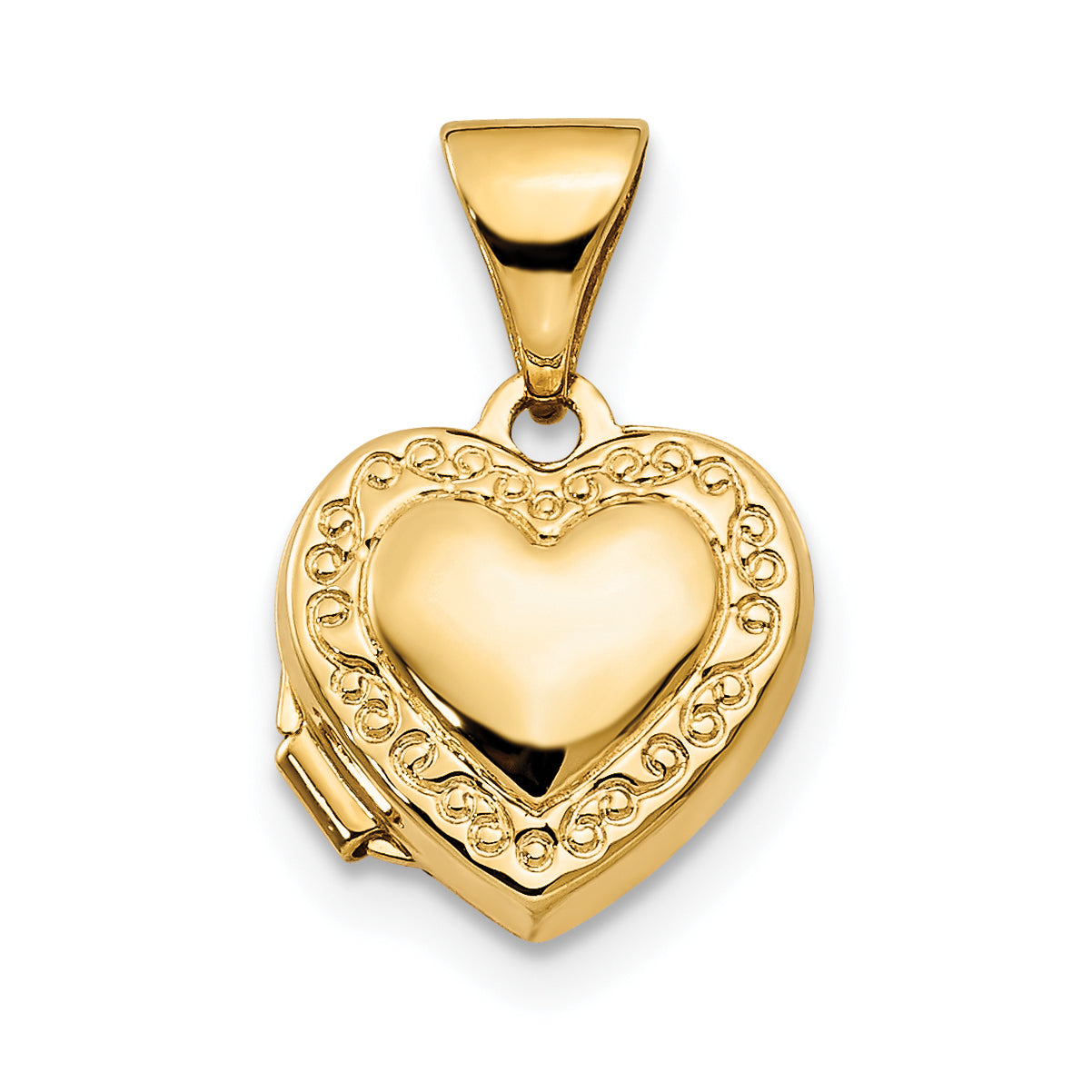 14k Scroll Border 10mm Heart Locket