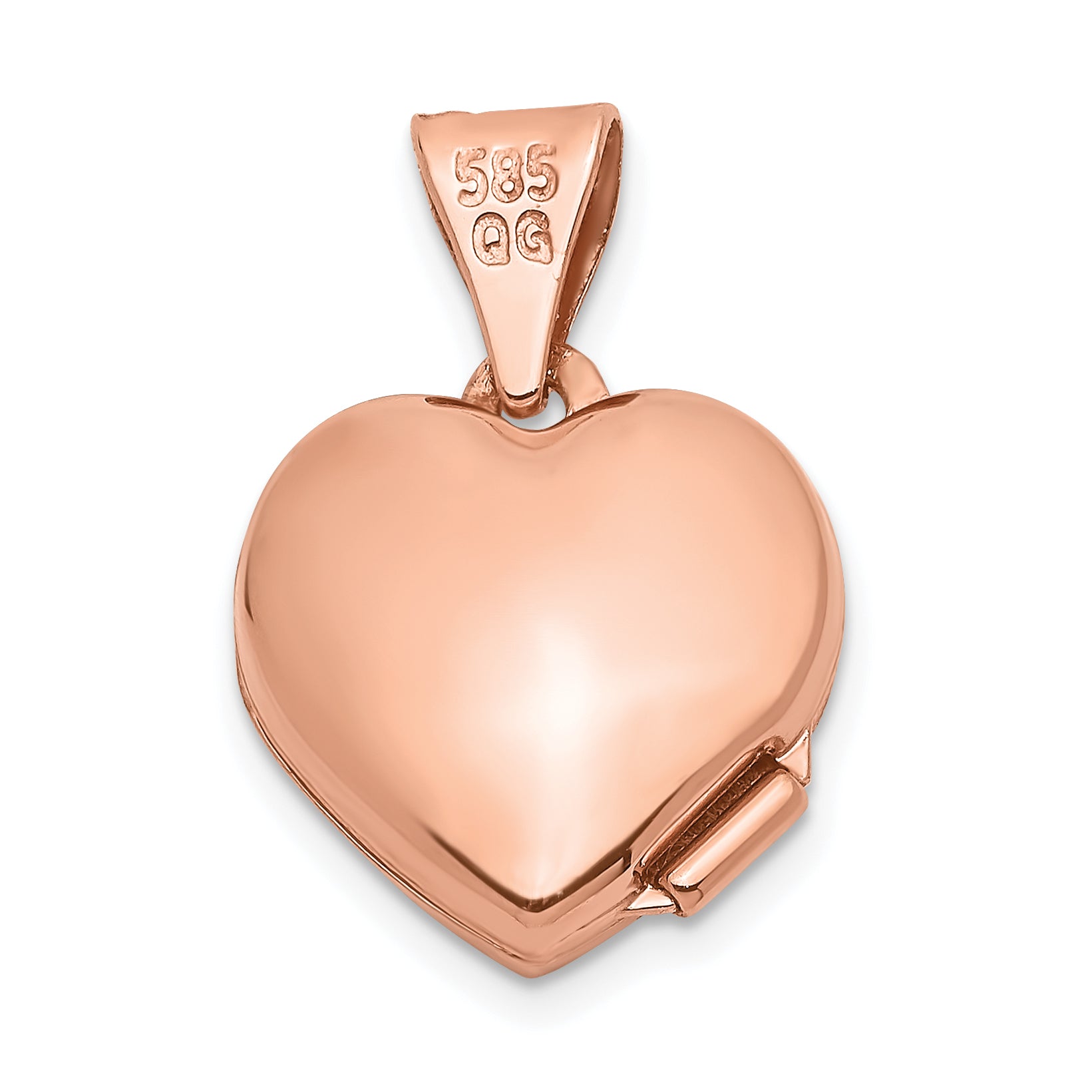 14K Rose Gold w/Rhodium 12mm Heart Locket