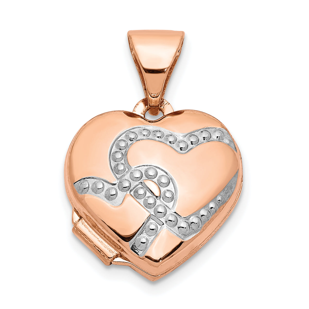 14k Rose Gold w/ White Rhodium 12mm Heart Locket