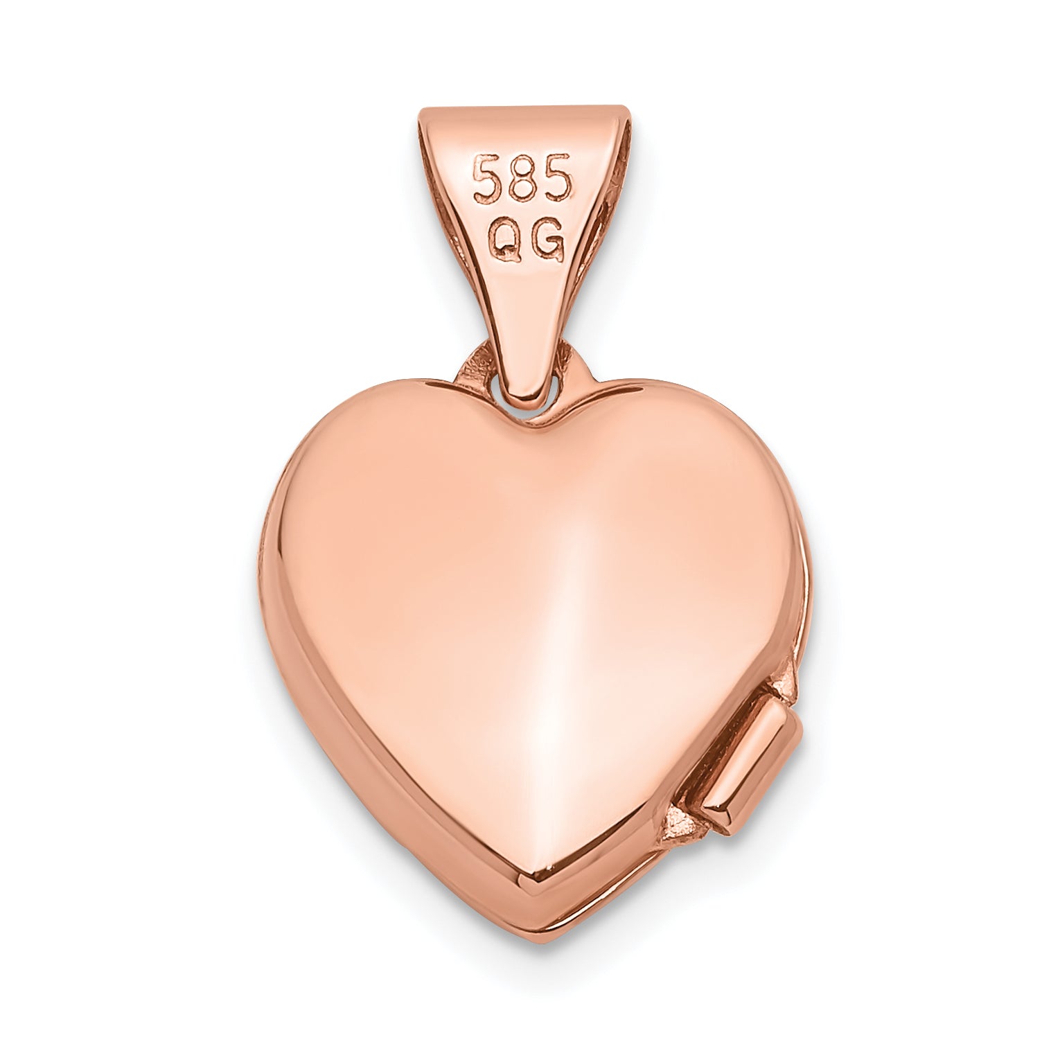 14K Rose Gold 10mm Plain Heart Locket