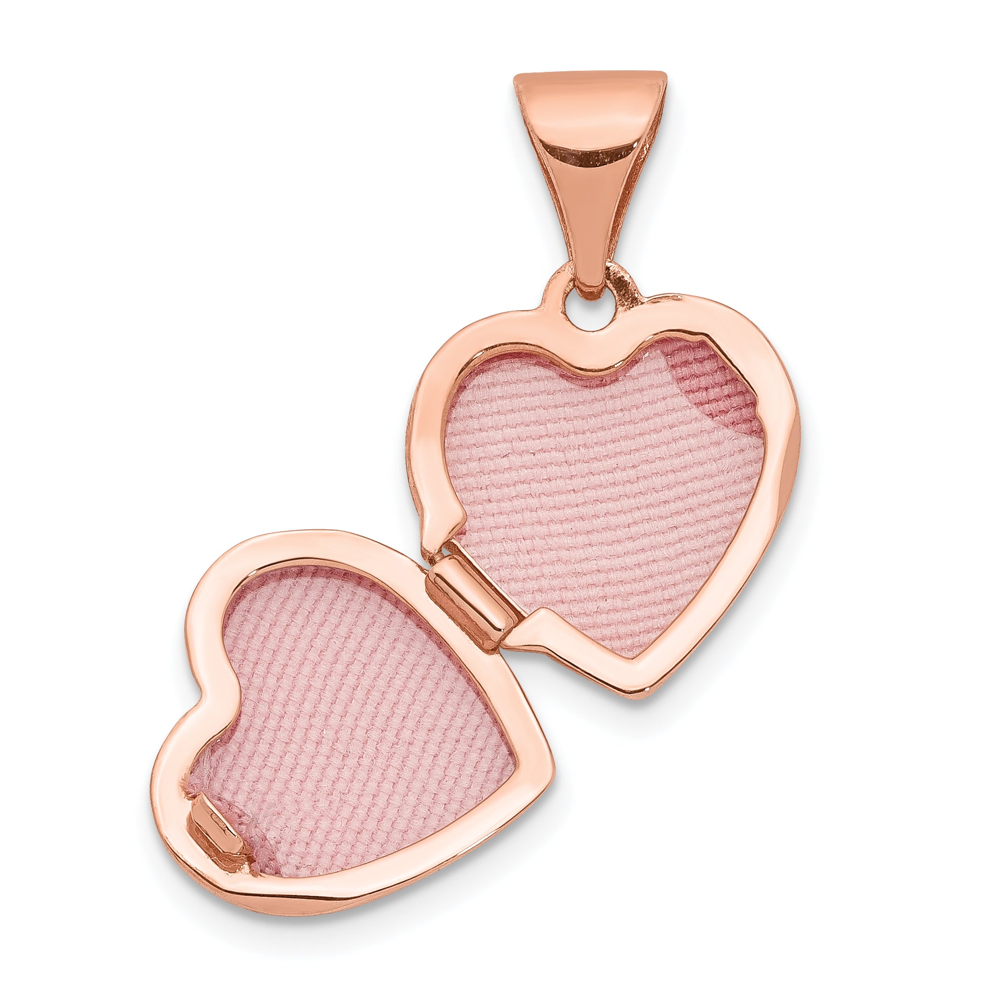 14K Rose Gold 10mm Plain Heart Locket