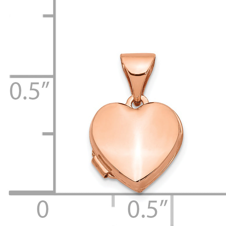 14K Rose Gold 10mm Plain Heart Locket