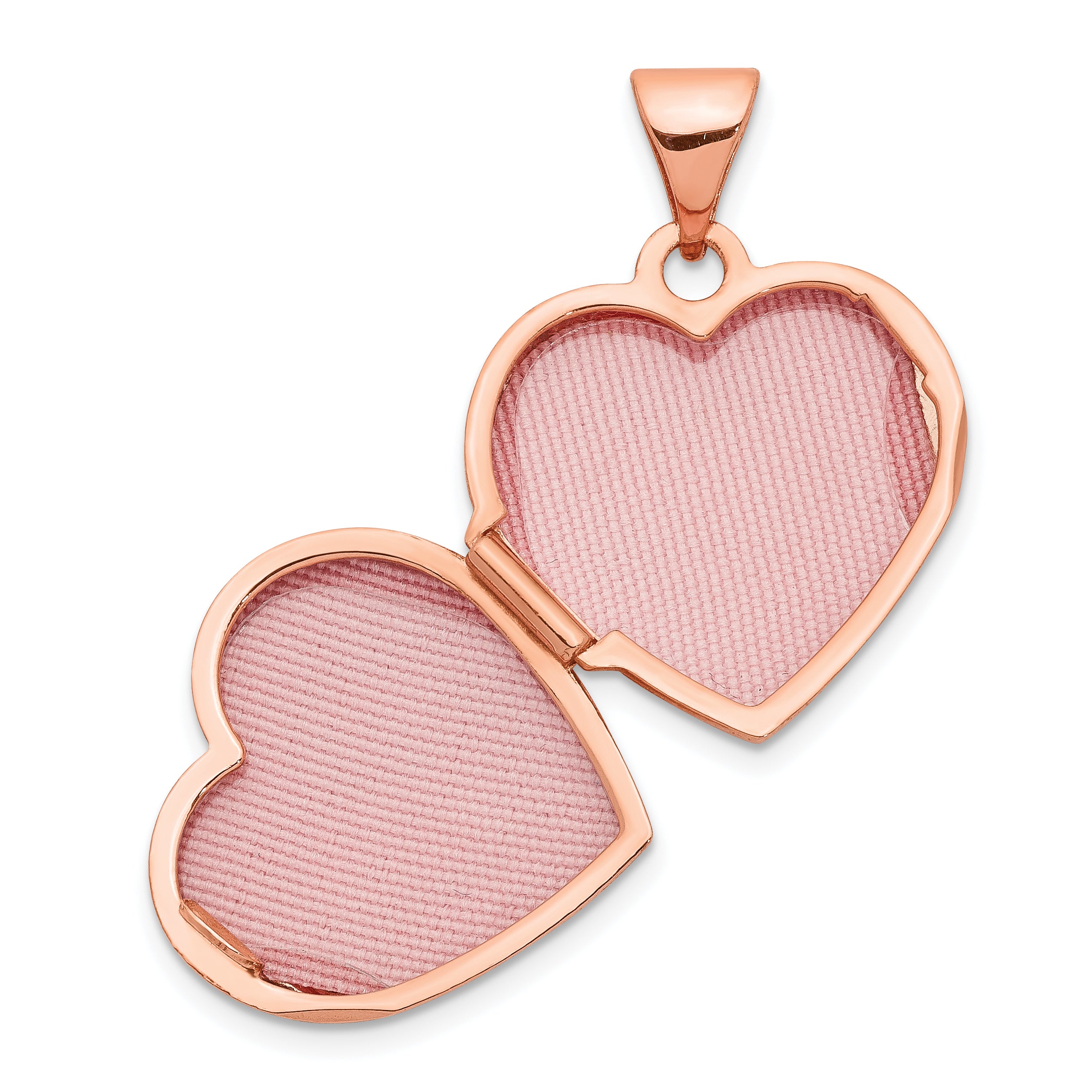 14K Rose Gold 15mm Scroll Heart Locket