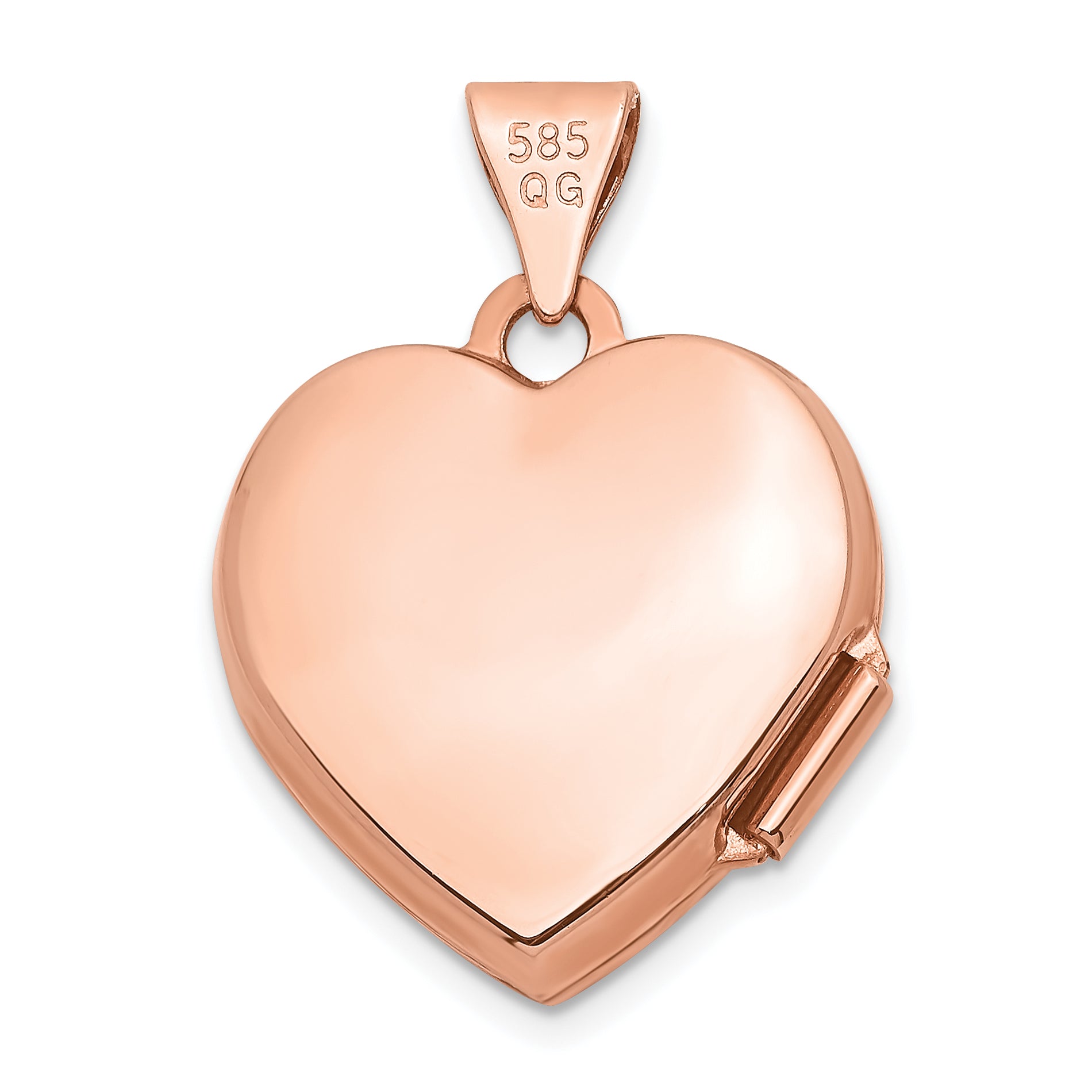 14K Rose Gold 15mm Domed Heart Locket