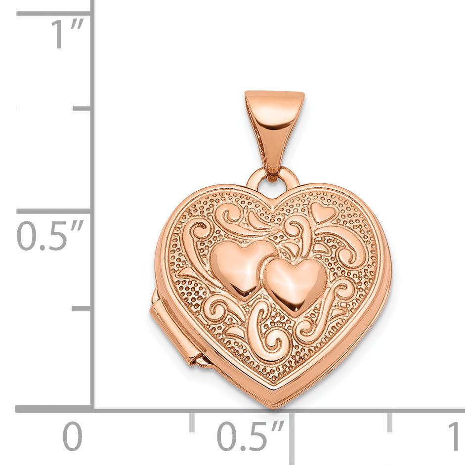 14K Rose Gold 15mm Heart Locket