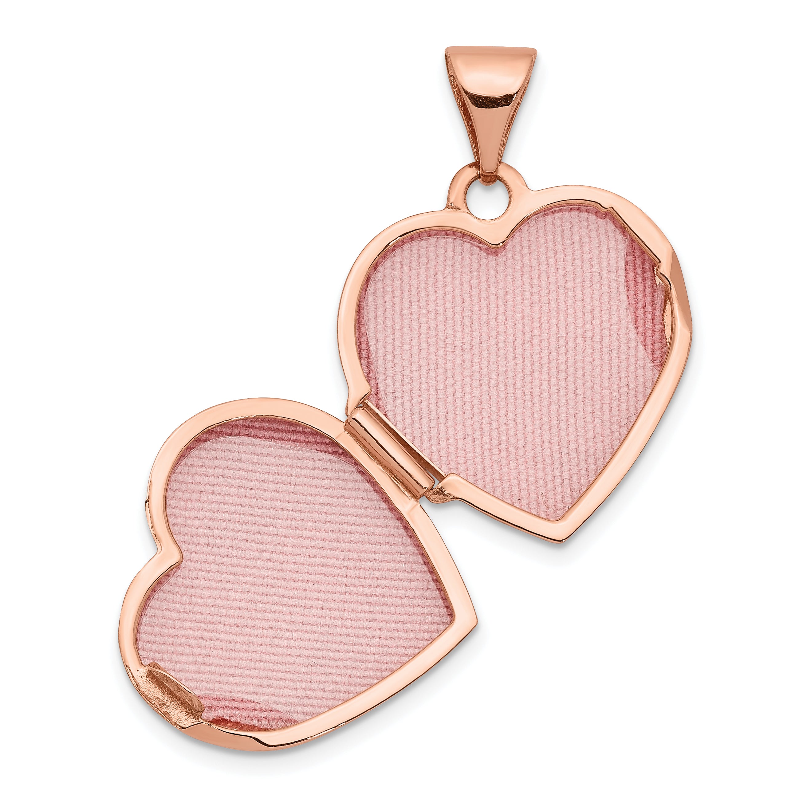 14K Rose Gold 15mm Plain Heart Locket