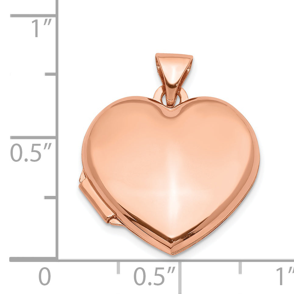 14K Rose Gold 18mm Domed Heart Locket