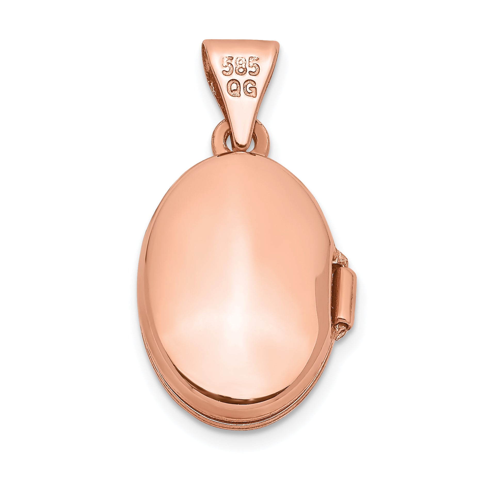 14K Rose Gold Polished 13mm Plain Oval Locket