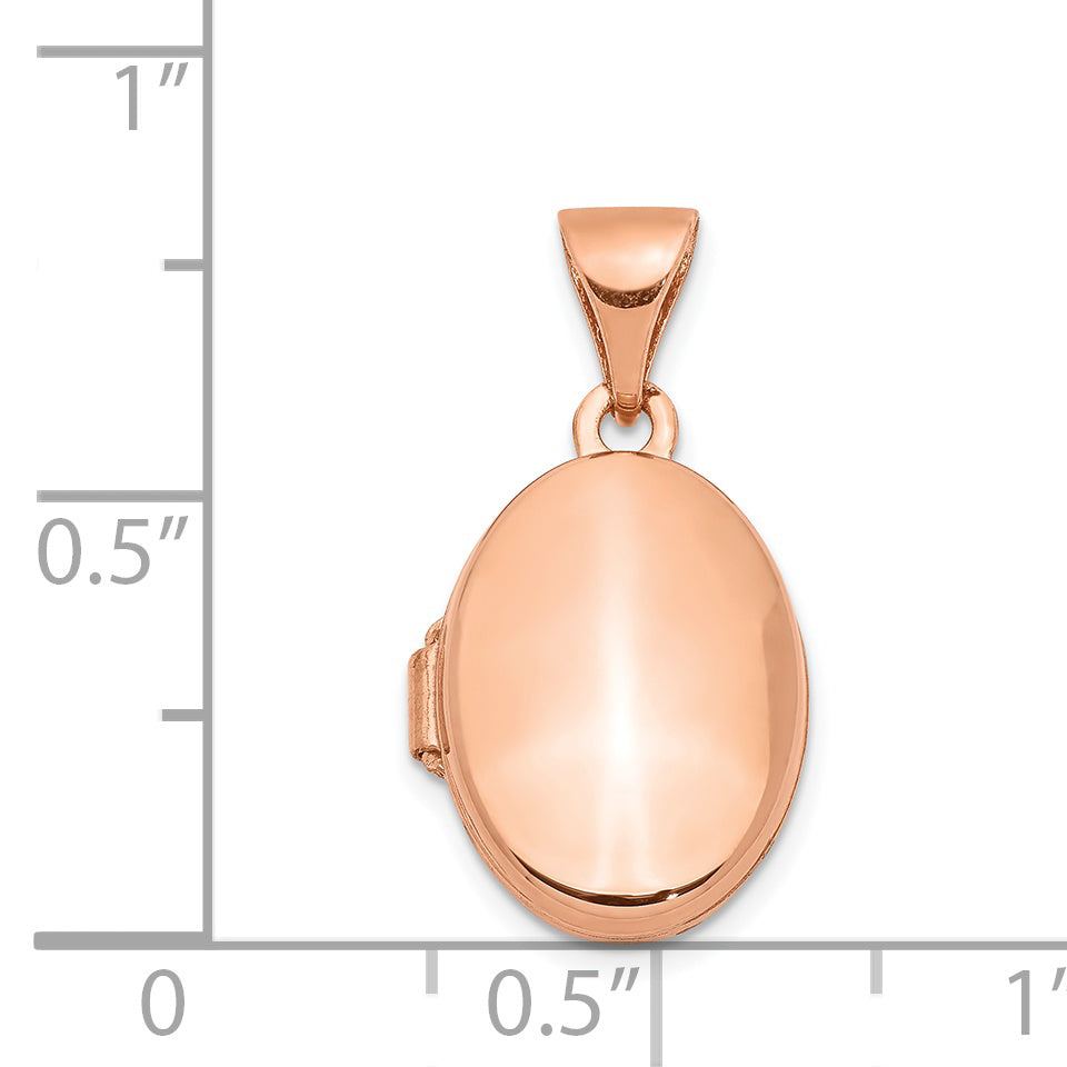 14K Rose Gold Polished 13mm Plain Oval Locket