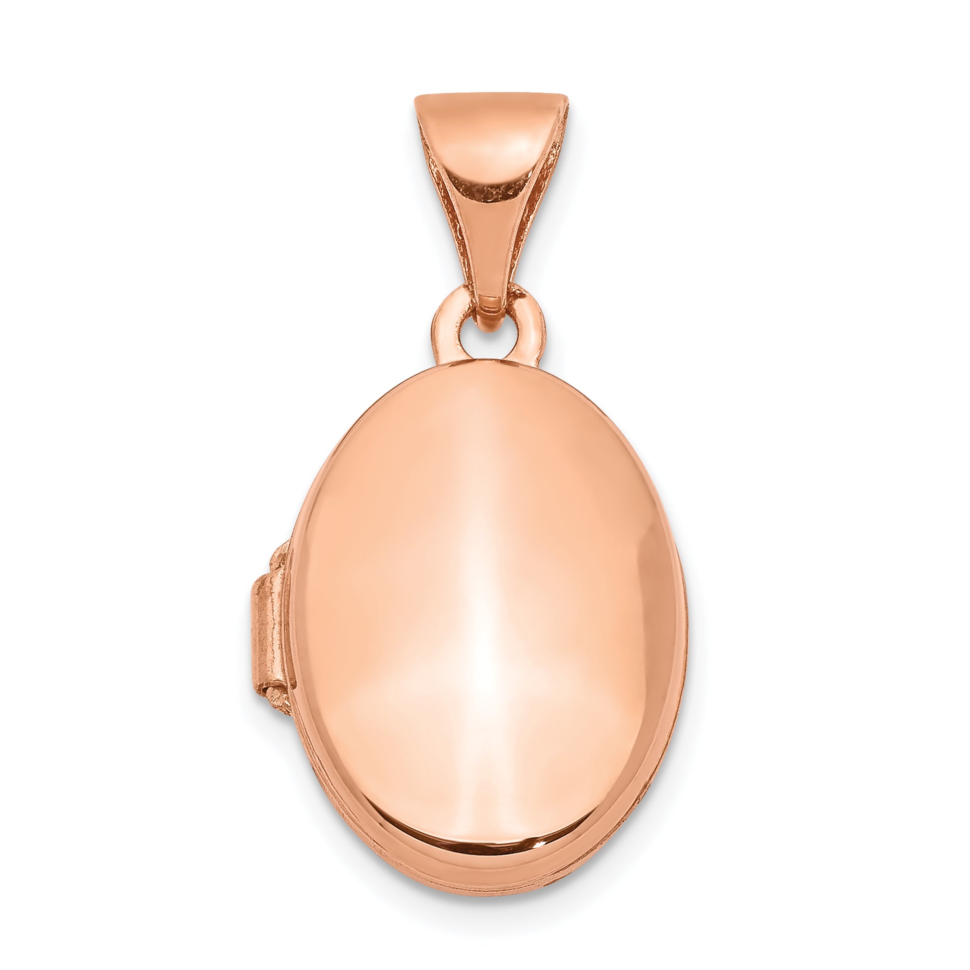 14k Rose Gold Polished 13mm Plain Oval Locket