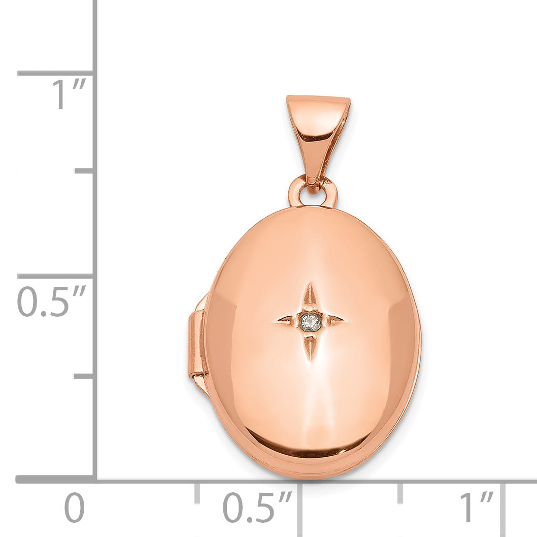 14K Rose Gold 17mm Diamond Locket