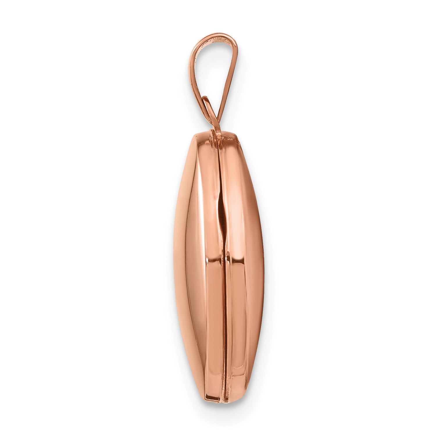 14K Rose Gold Polished 17mm Plain Oval Locket