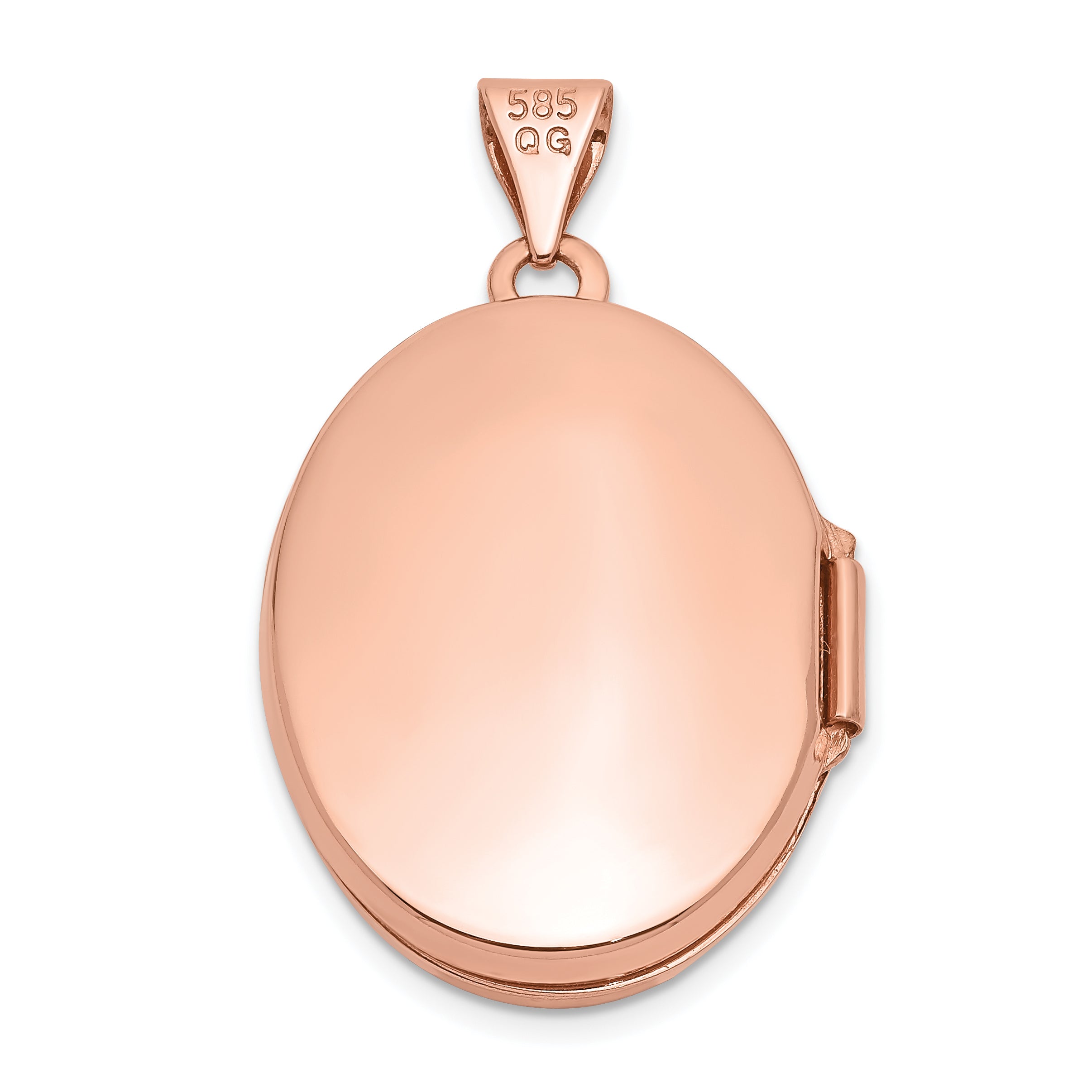 14K Rose Gold 21mm Oval w/Diamond Vintage blk interior Locket