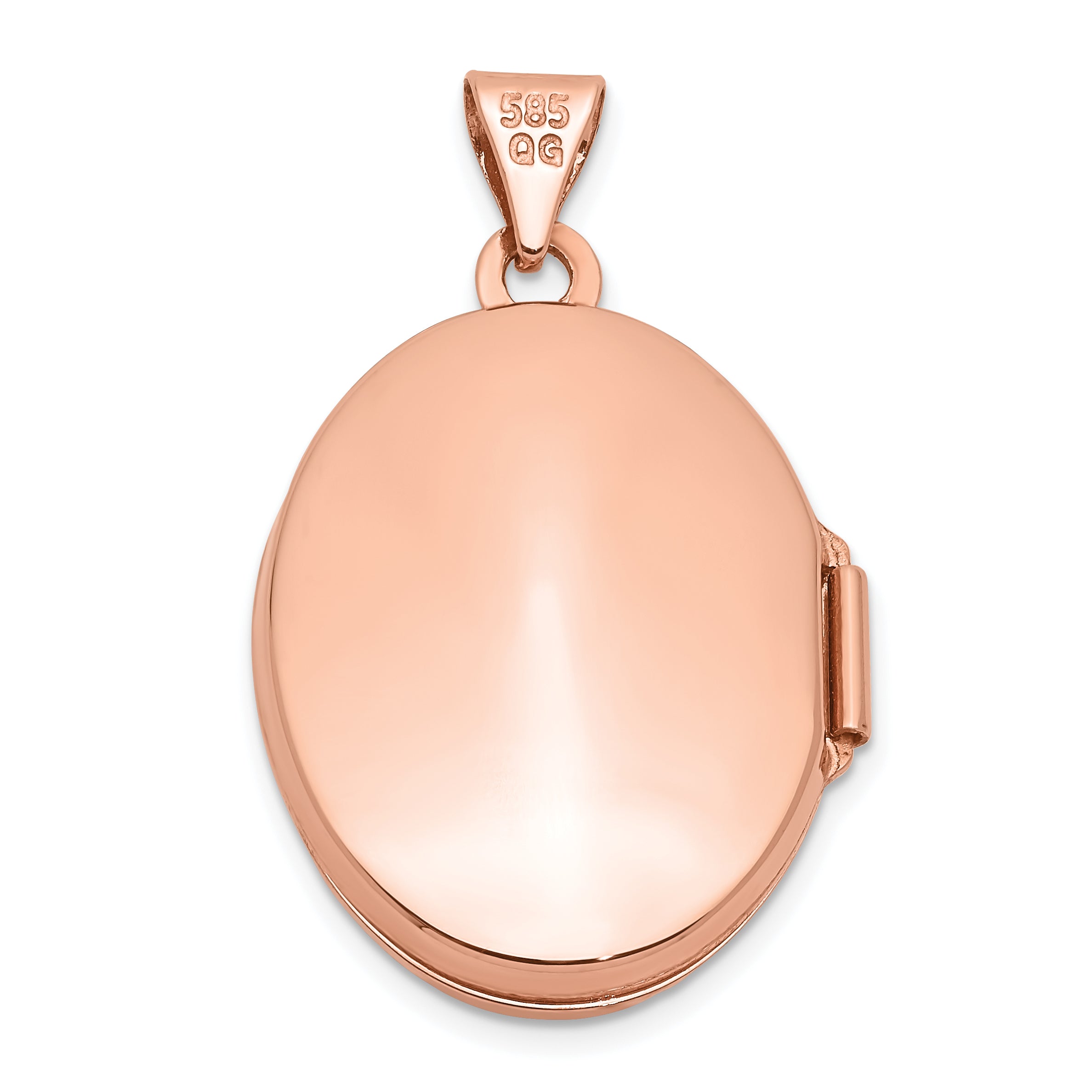 14K Rose Gold 21mm Domed Oval Locket