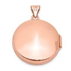 14K Rose Gold 20mm Round Plain Flat Locket