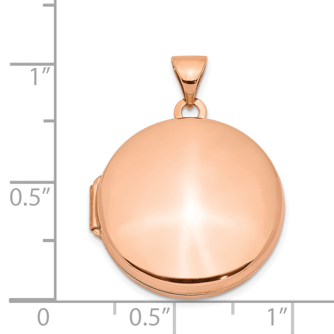 14K Rose Gold 20mm Round Plain Flat Locket