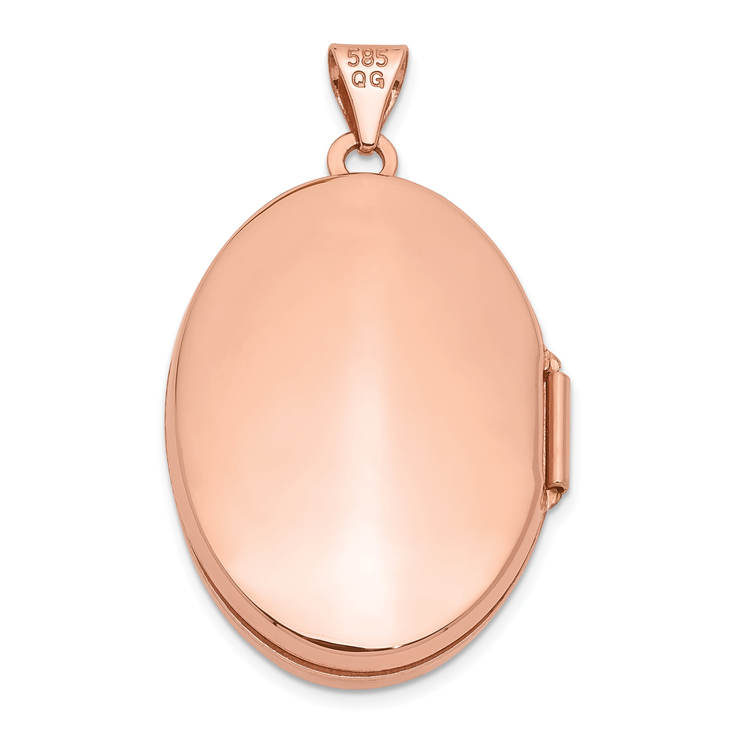 14K Rose Gold Polished 26mm Domed Oval Locket