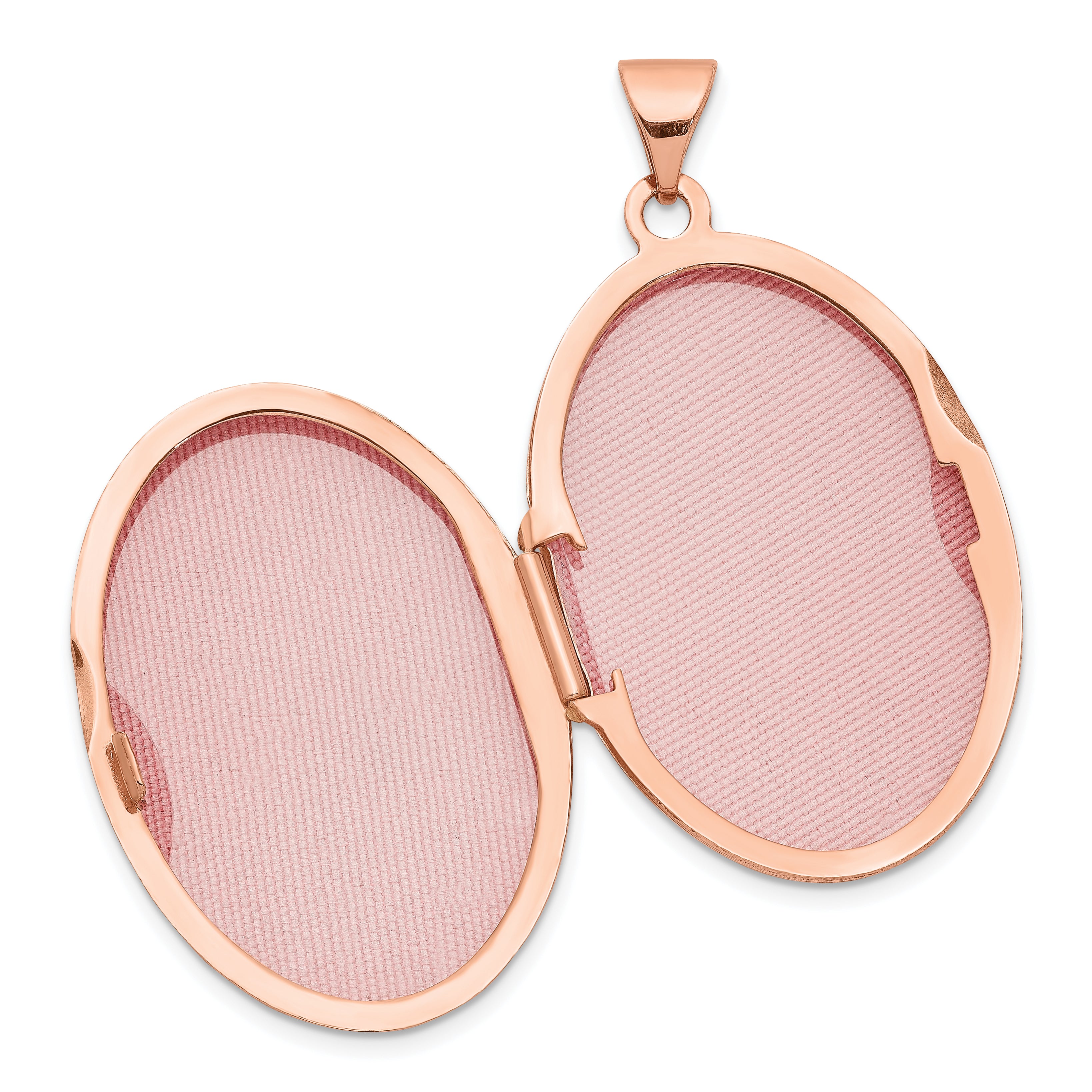 14K Rose Gold Polished 26mm Domed Oval Locket