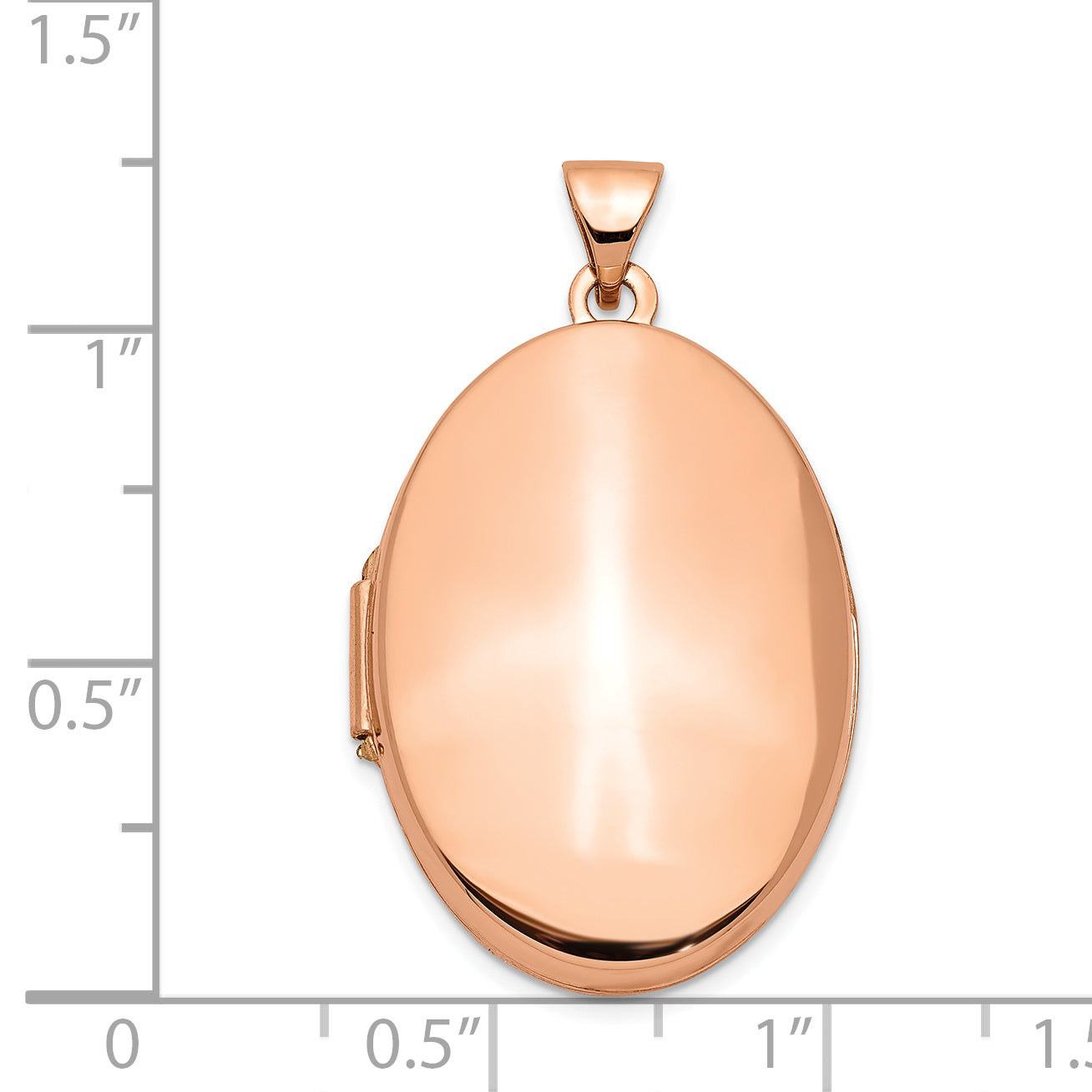 14K Rose Gold Polished 26mm Domed Oval Locket