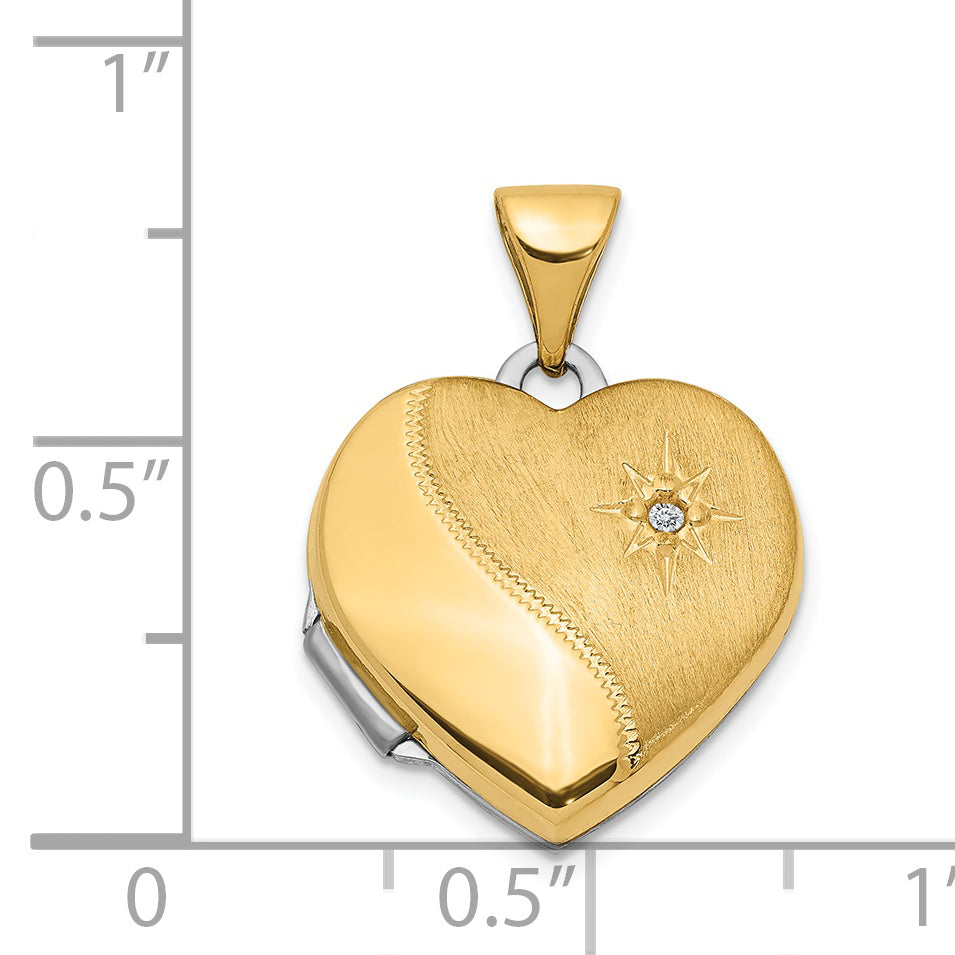 14K Two-Tone 15mm Reversible Diamond Heart Locket