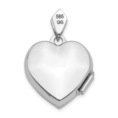 14K White Gold 15mm Diamond Heart Locket