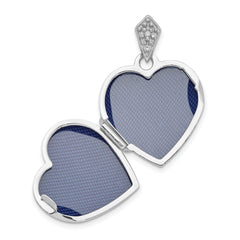 14K White Gold 15mm Diamond Heart Locket