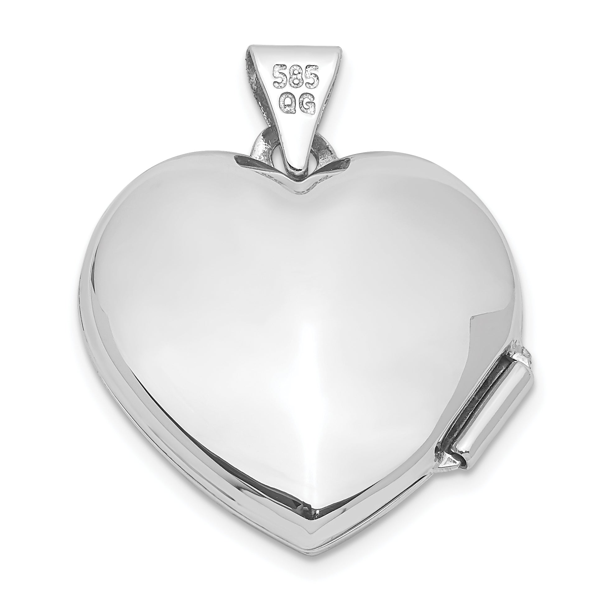 14K White Gold 18mm Heart w/Tree Locket