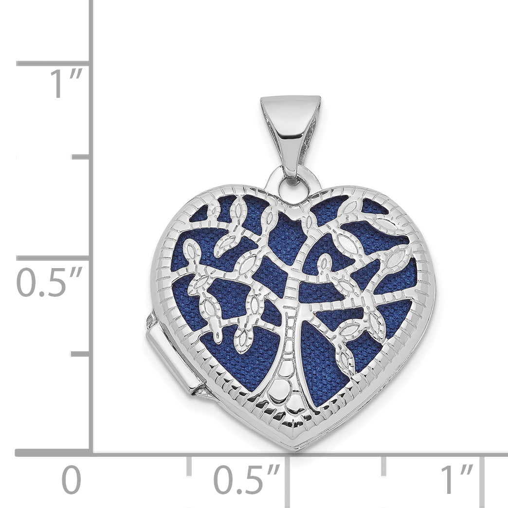 14K White Gold 18mm Heart w/Tree Locket