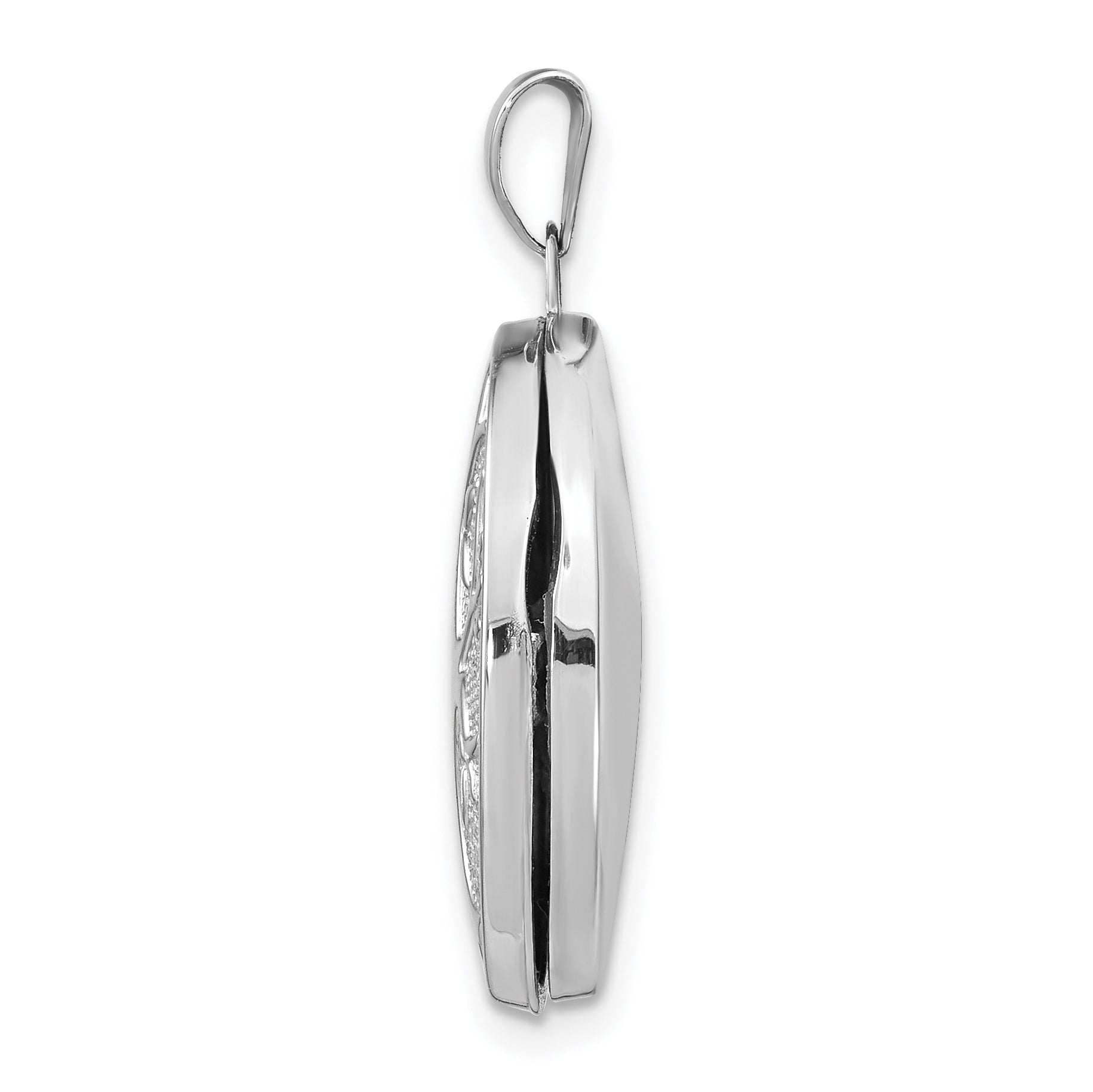 14K White Gold 21x16mm Oval Tree Locket