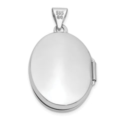 14K White Gold 21x16mm Oval Tree Locket