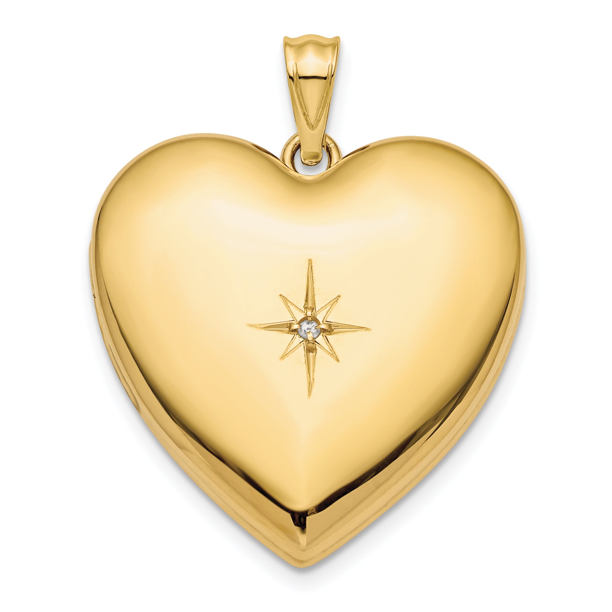 14k 24mm Diamond Star Ash Holder Heart Locket