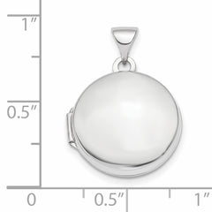 14K White Gold Polished Domed 16mm Round Locket