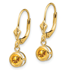 14k Citrine Round Leverback Earring