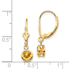 14k Citrine Round Leverback Earring