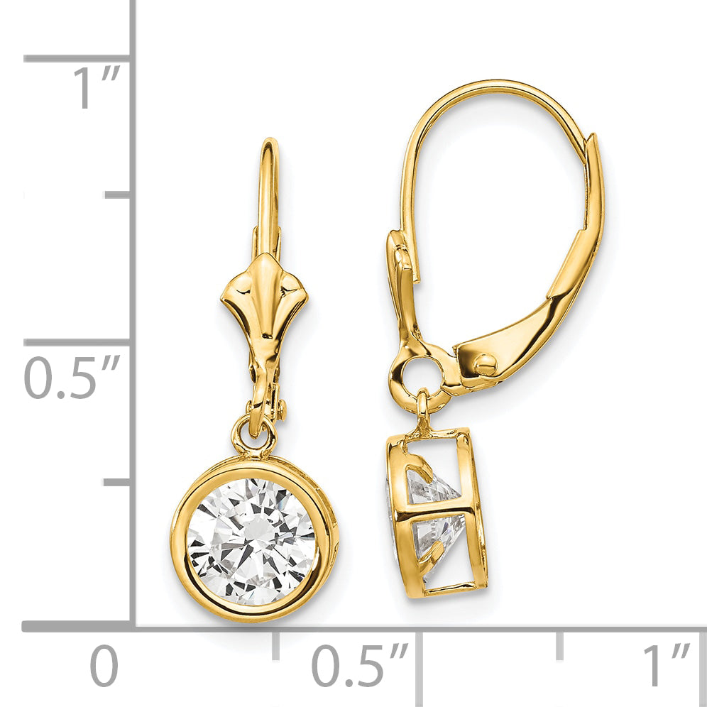 14k 6mm Cubic Zirconia Leverback Earrings