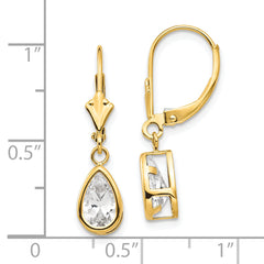 14k 8x5mm Pear Cubic Zirconia Leverback Earrings