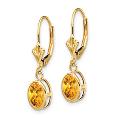 14k Citrine Oval Leverback Earrings