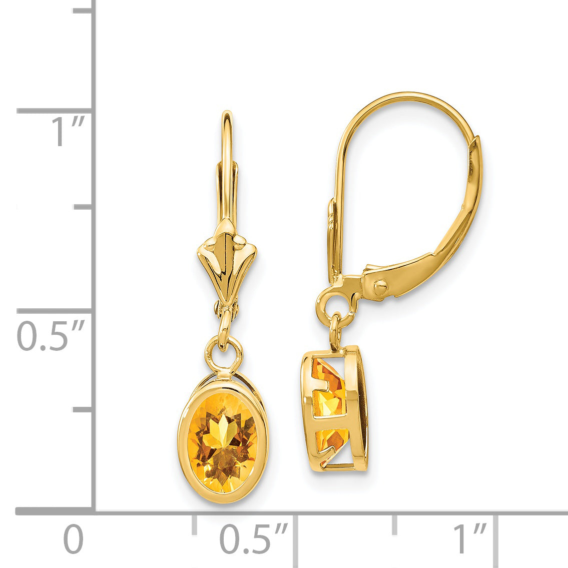 14k Citrine Oval Leverback Earrings