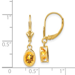 14k Citrine Oval Leverback Earrings