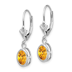 14kw Citrine Oval Leverback Earrings