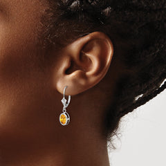 14kw Citrine Oval Leverback Earrings