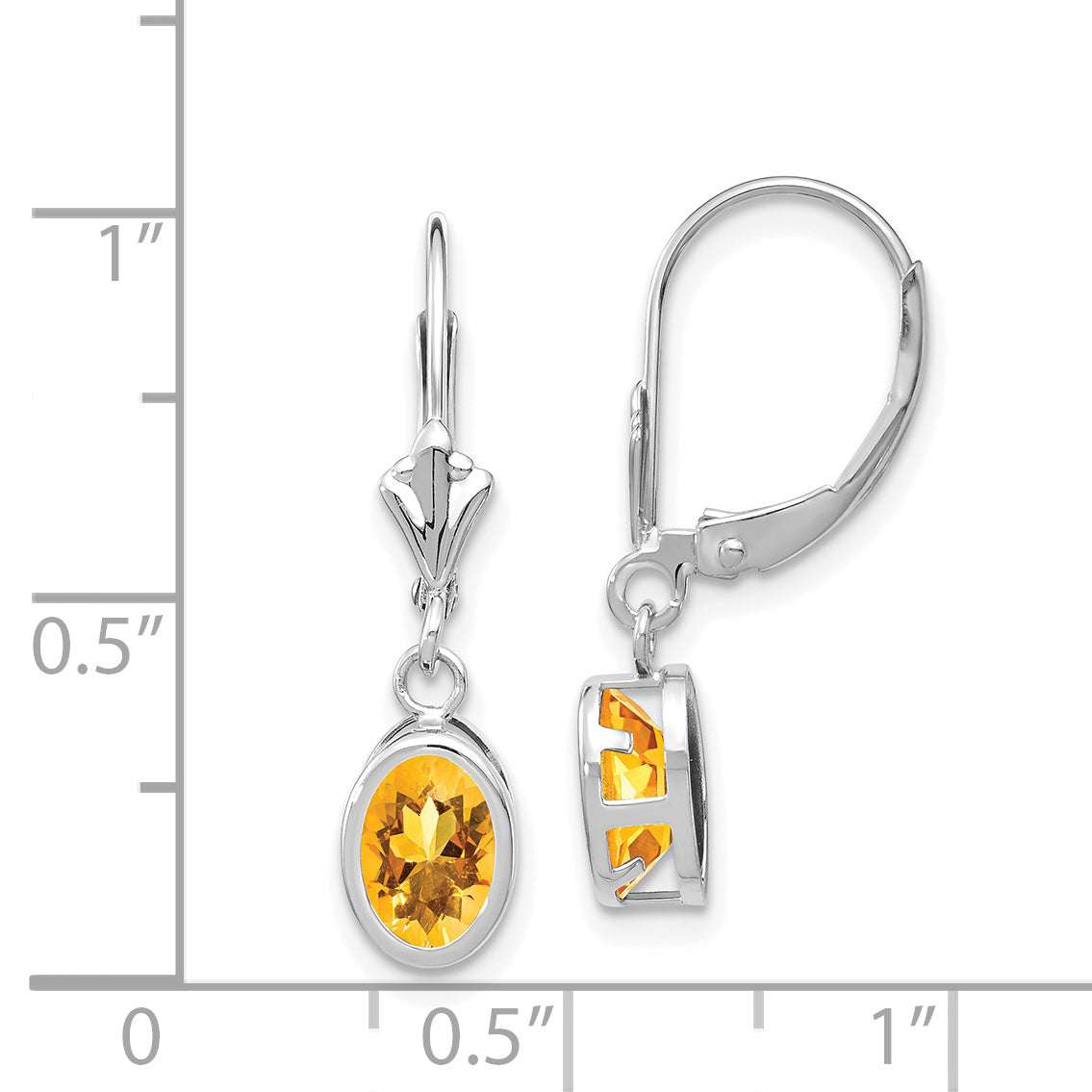 14kw Citrine Oval Leverback Earrings