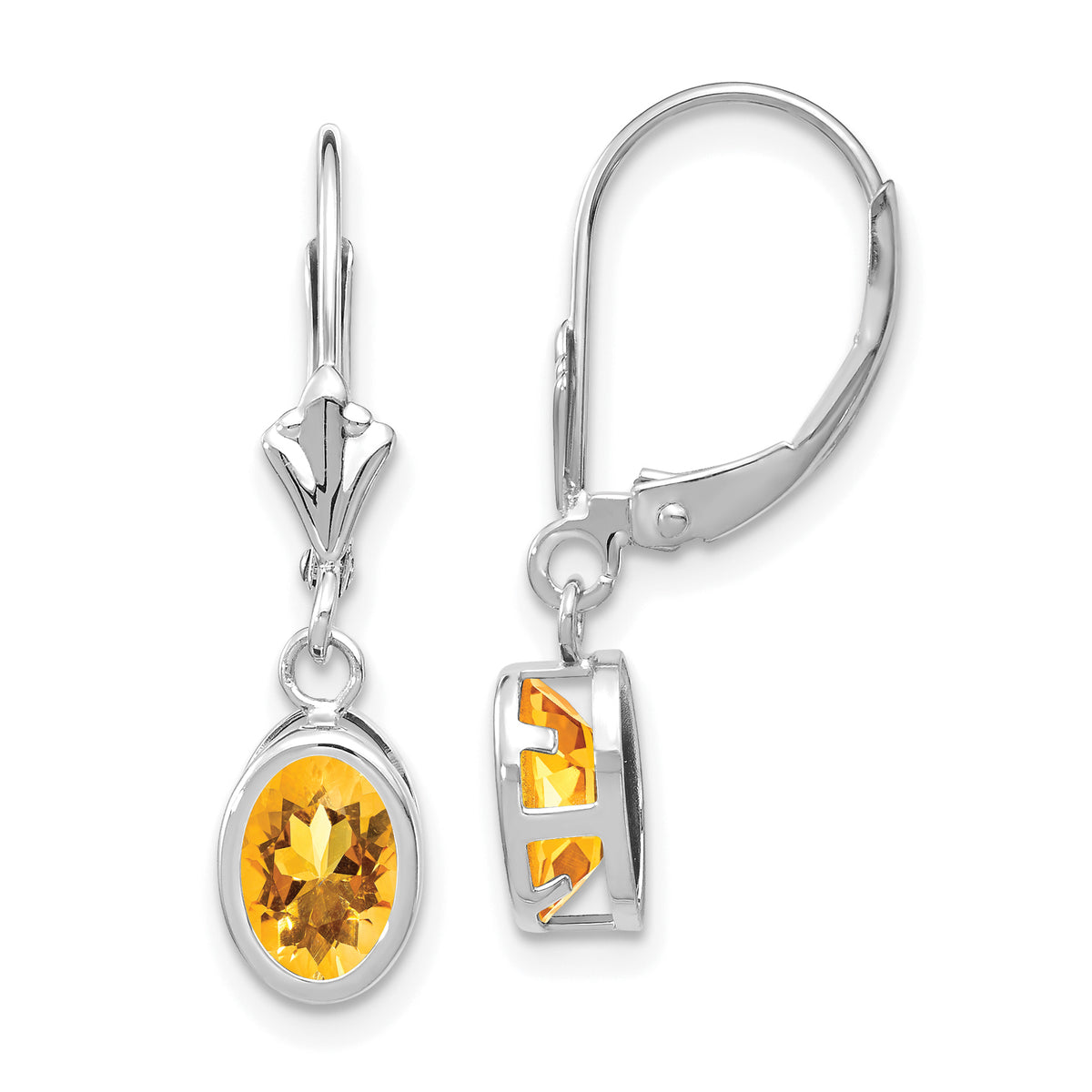 14kw Citrine Oval Leverback Earrings