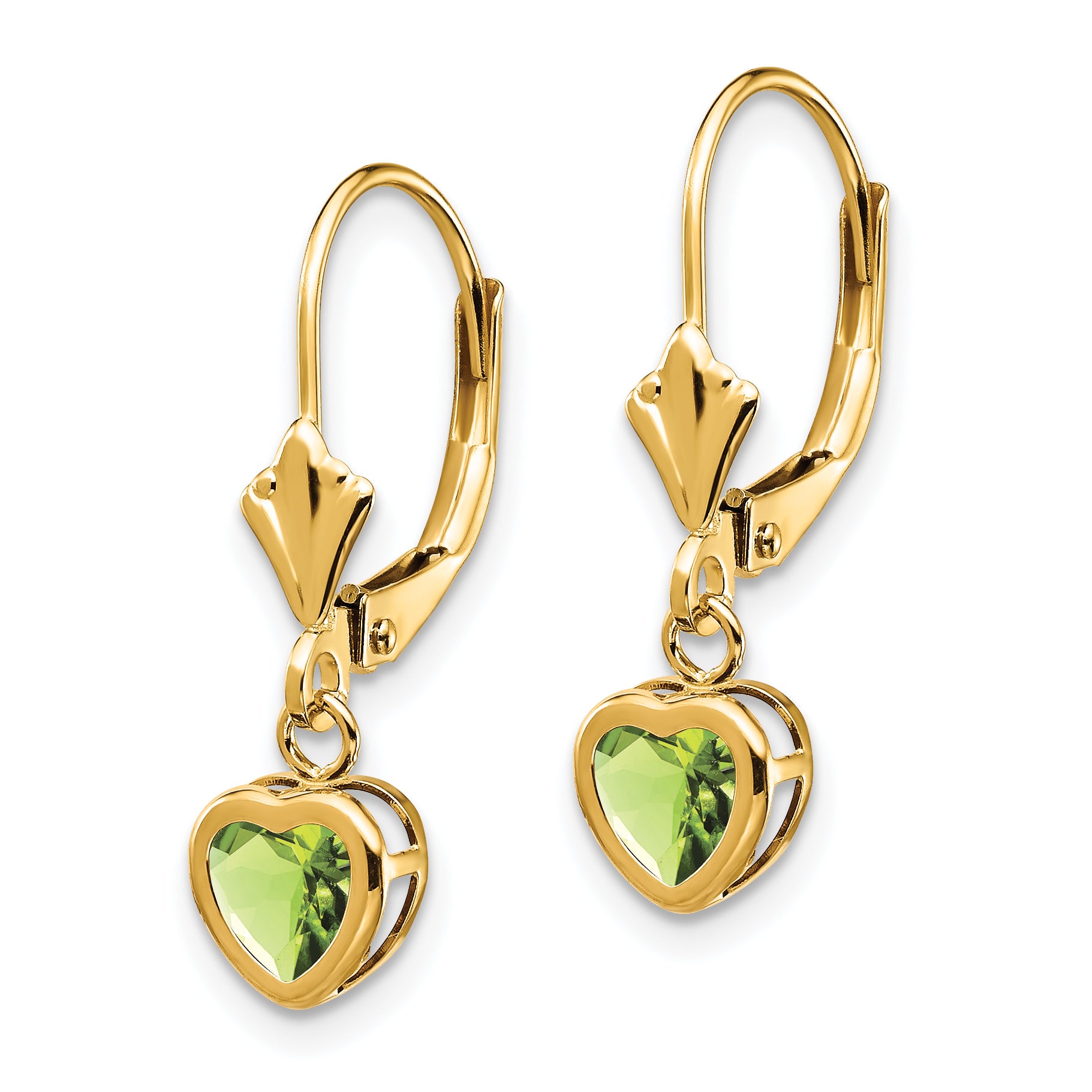 14k 5mm Heart Peridot Earrings