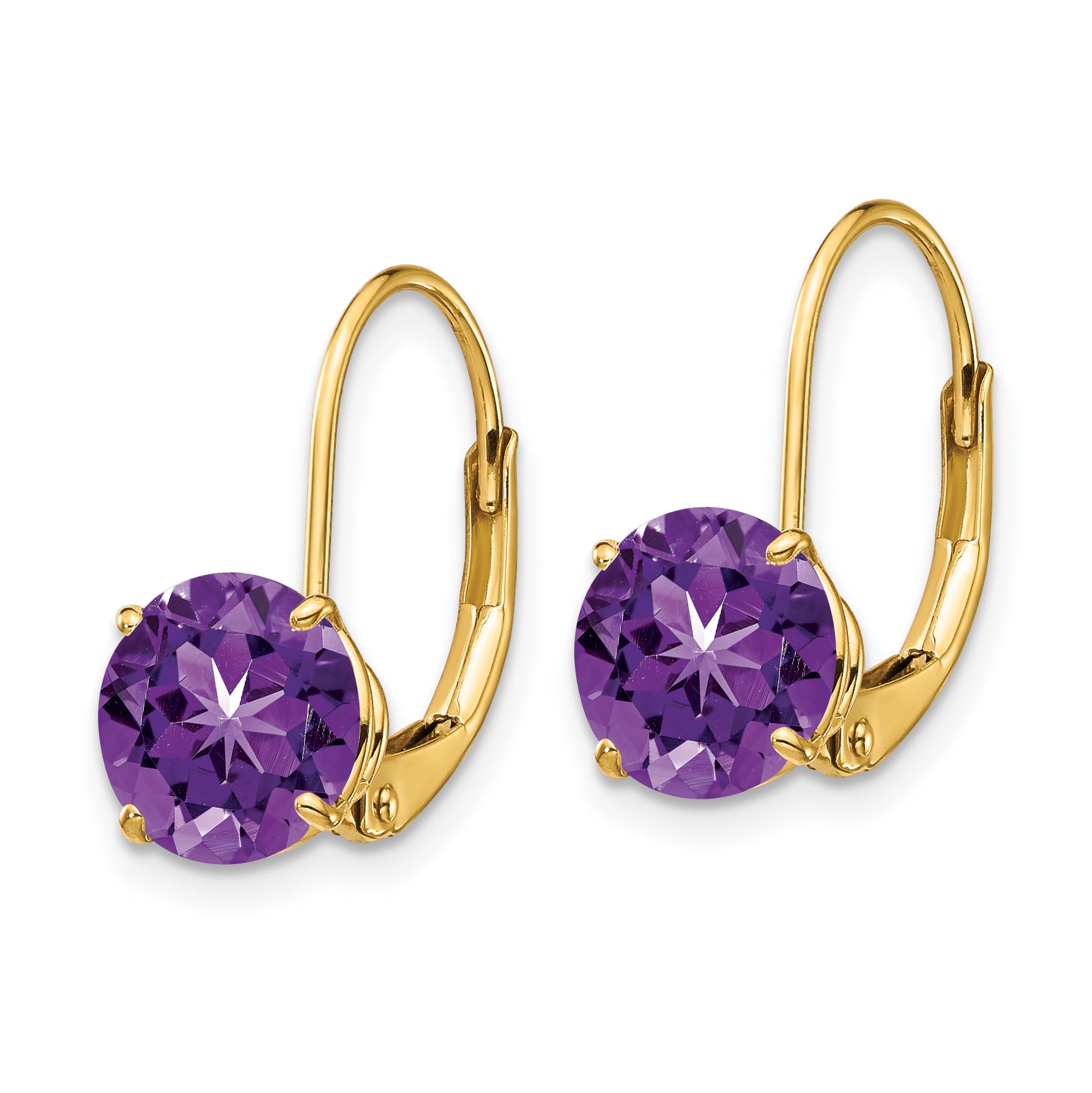 14k 7mm Amethyst Leverback Earrings