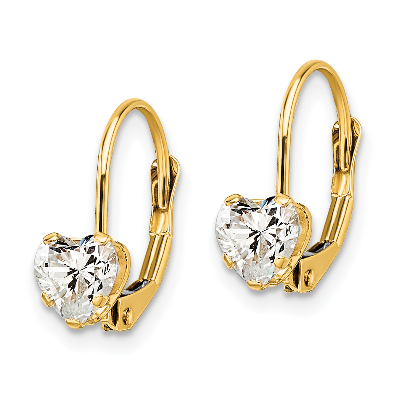 14k 5mm Heart Cubic Zirconia Leverback Earrings