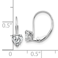 14k White Gold 5mm Heart Cubic Zirconia Leverback Earrings