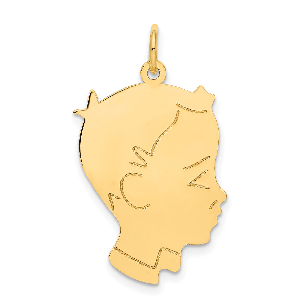 14k .013 Depth Engravable Boy Head Charm